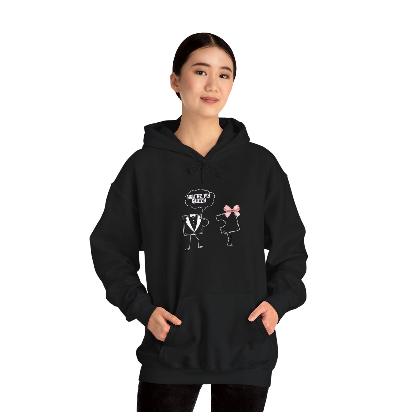 Couple's Black Fun Puzzle Piece Matching Hoodies
