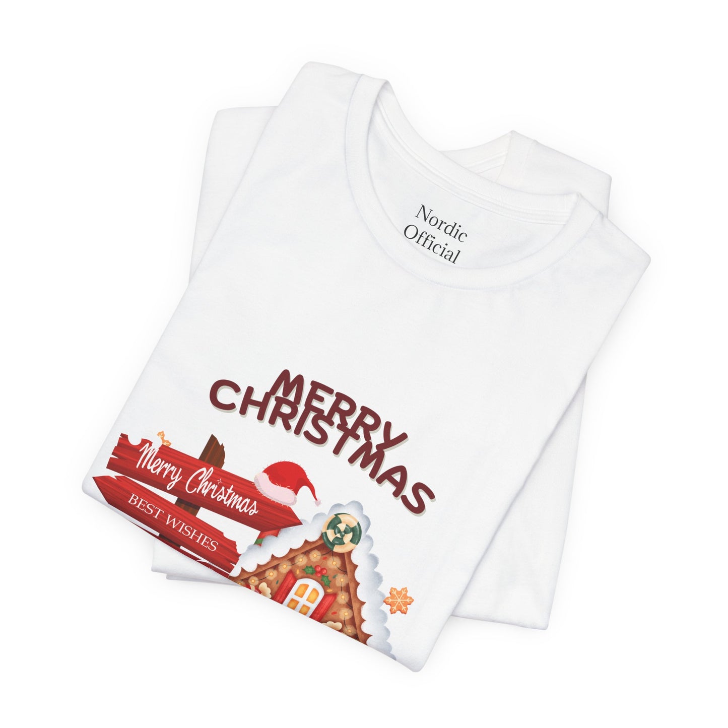 Merry Christmas Gingerbread House Tee – Cozy Holiday Vibe
