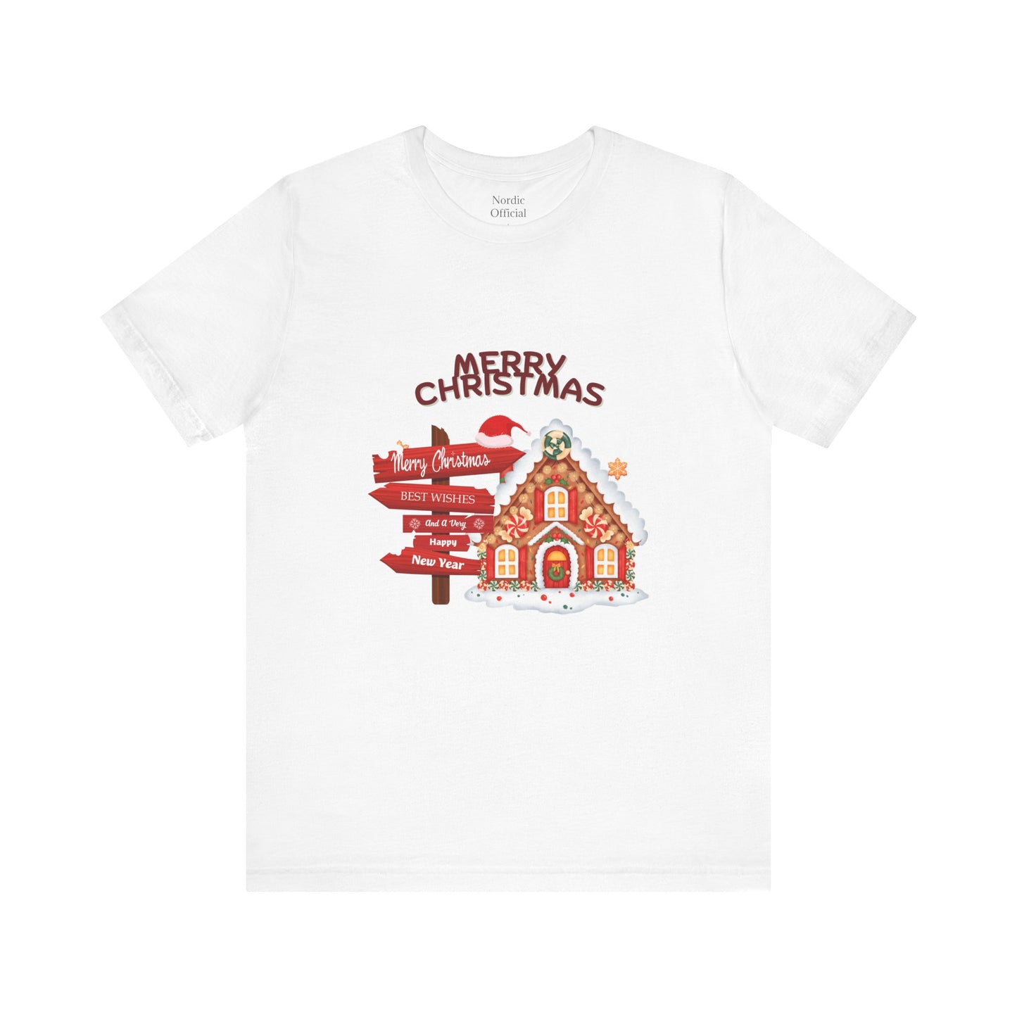 Merry Christmas Gingerbread House Tee – Cozy Holiday Vibe
