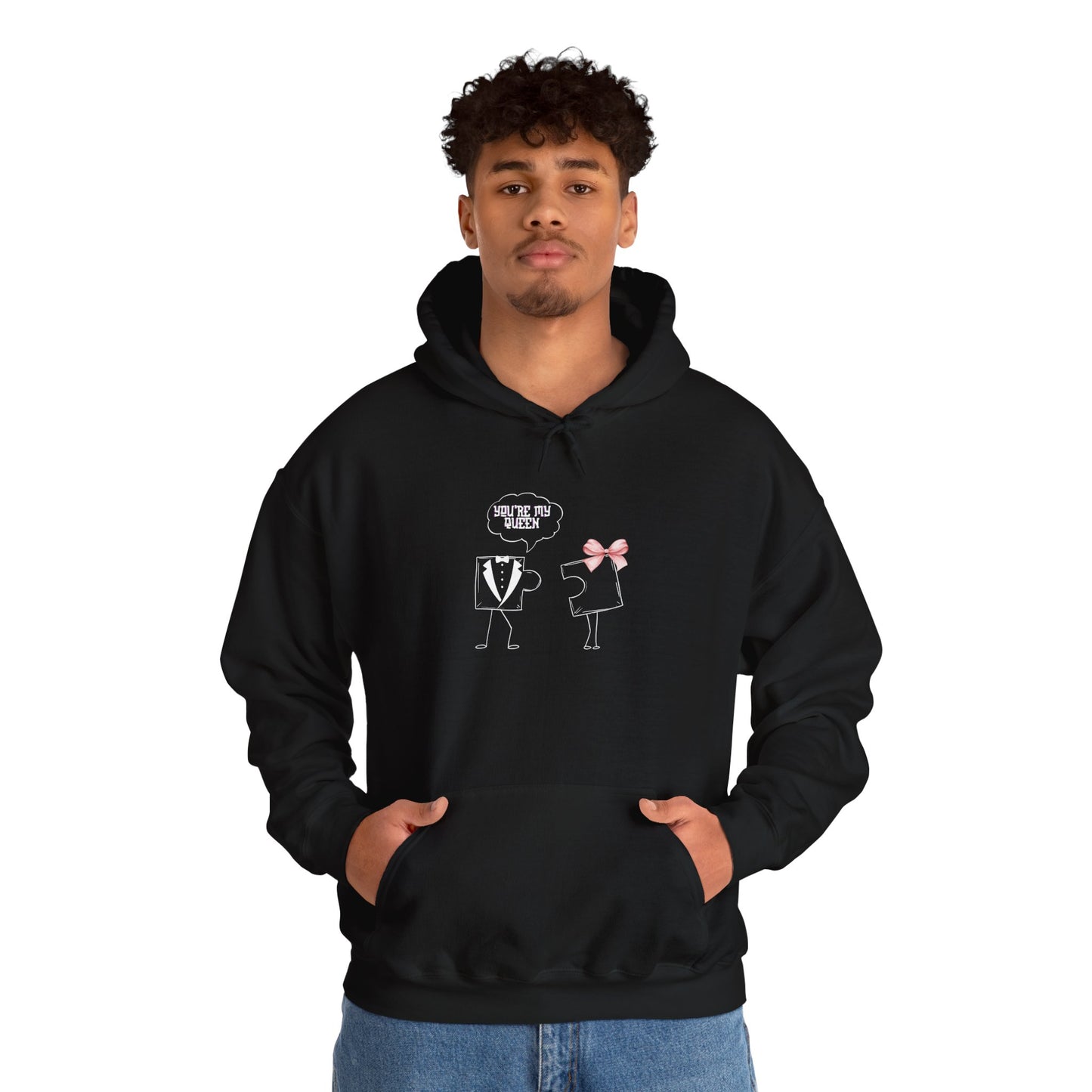 Couple's Black Fun Puzzle Piece Matching Hoodies