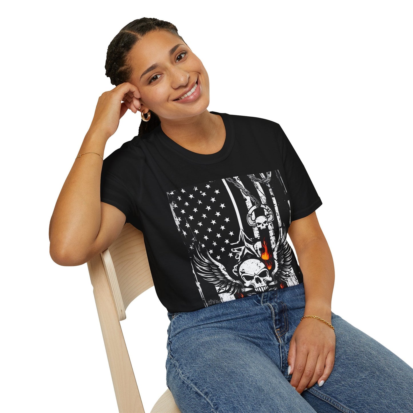 Black Skull American Flag Vintage American Style - Nordic OfficialBlack Skull American Flag Vintage American StyleT-Shirt