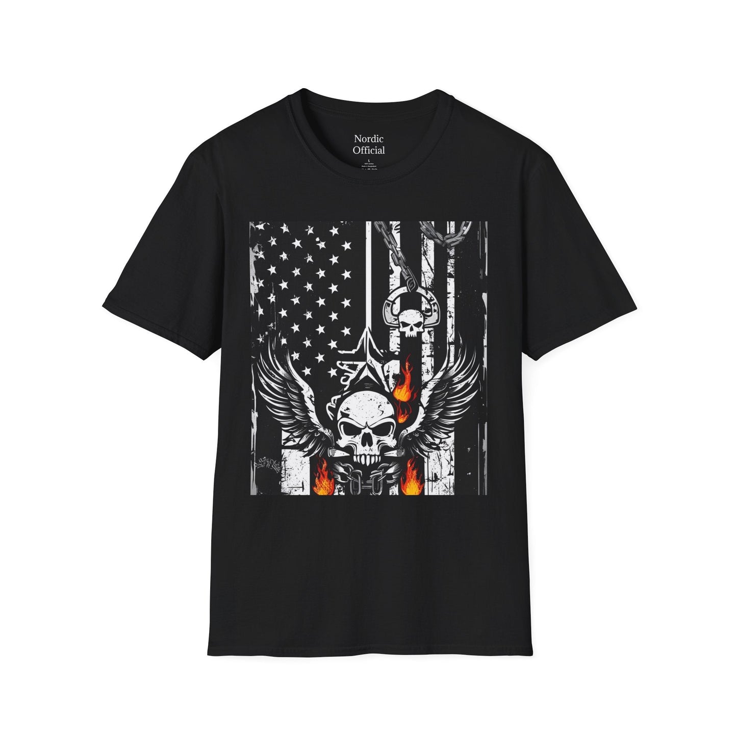 Black Skull American Flag Vintage American Style - Nordic OfficialBlack Skull American Flag Vintage American StyleT-Shirt