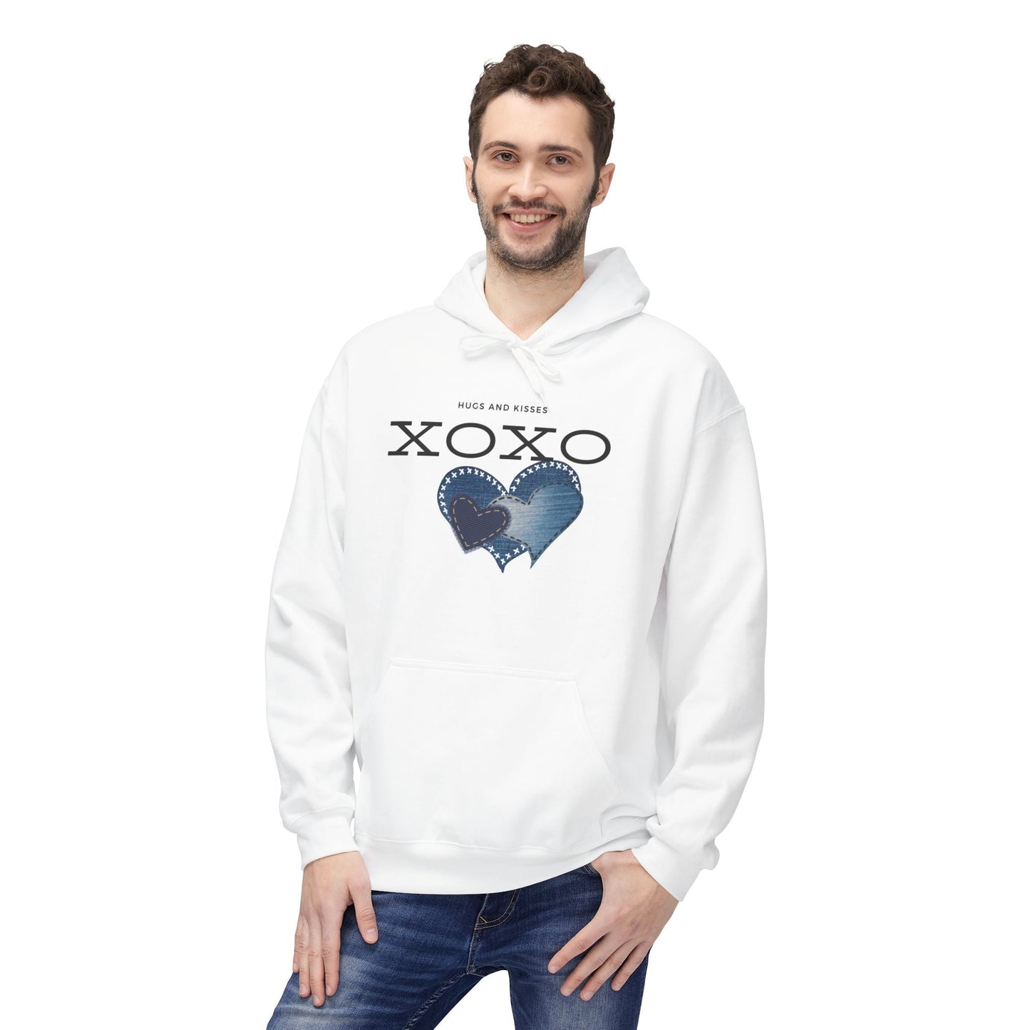 Heart Pattern White Hoodie - Romantic Hugs and Kisses Design - Nordic OfficialHeart Pattern White Hoodie - Romantic Hugs and Kisses DesignHoodie