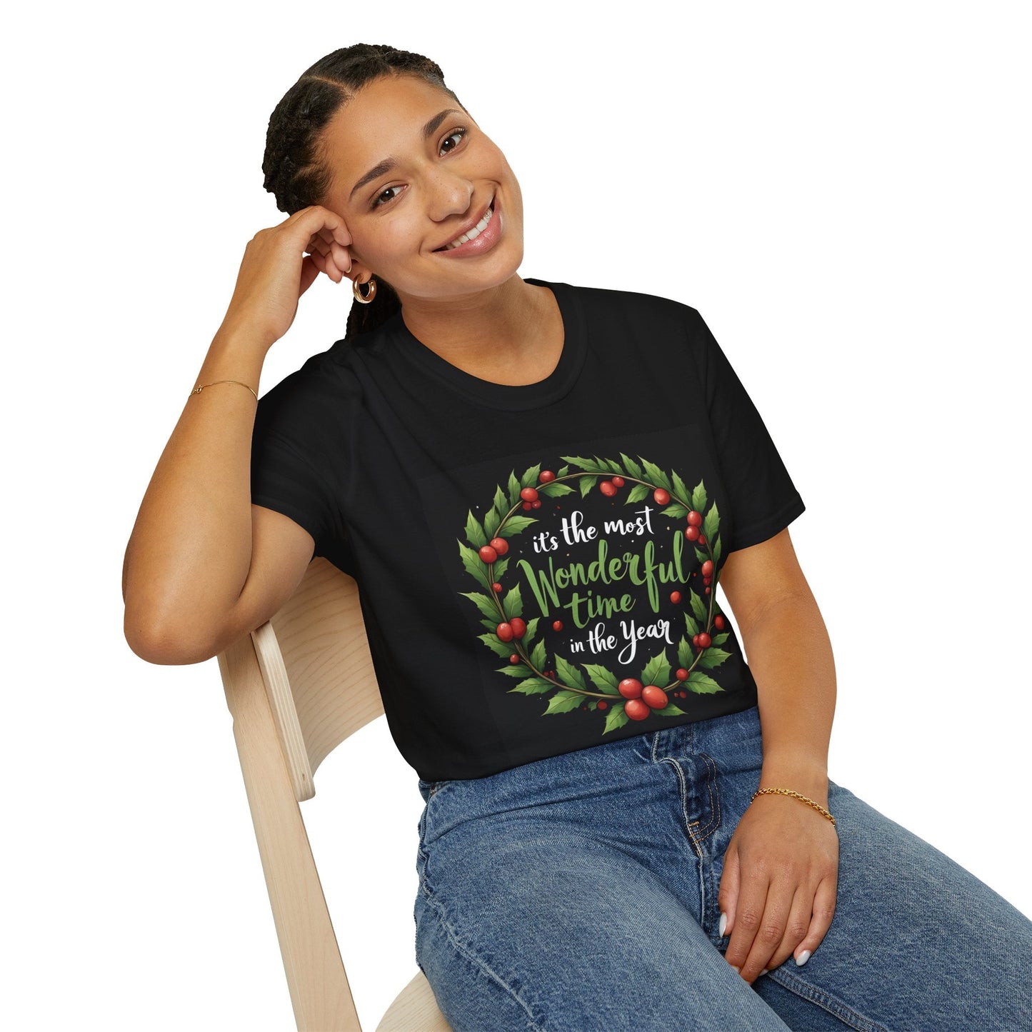 Most Wonderful Time – Christmas Wreath Tee - Nordic OfficialMost Wonderful Time – Christmas Wreath TeeT-Shirt
