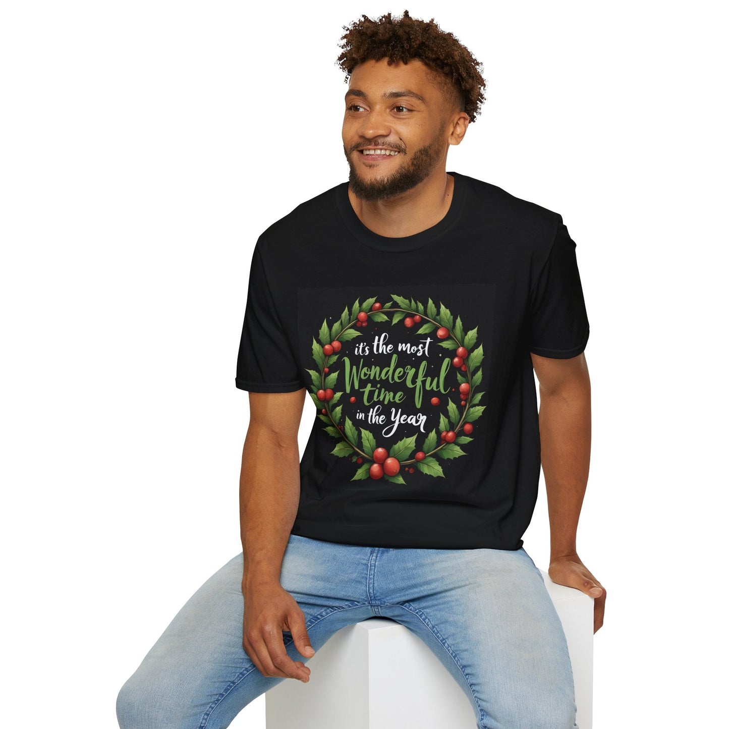 Most Wonderful Time – Christmas Wreath Tee - Nordic OfficialMost Wonderful Time – Christmas Wreath TeeT-Shirt