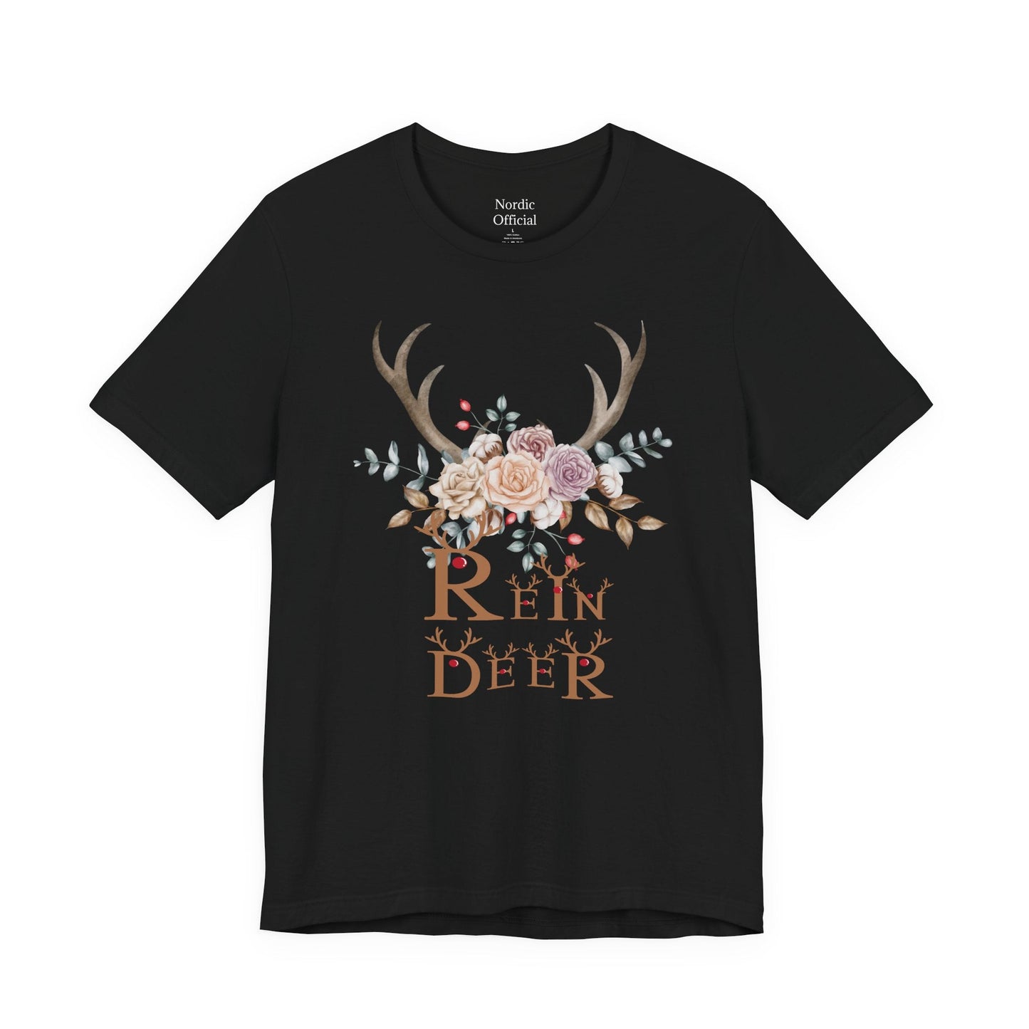 ๐ฆ๐ธ Reindeer Floral Antlers โ Festive Boho Tee - Nordic Official๐ฆ๐ธ Reindeer Floral Antlers โ Festive Boho TeeT-Shirt