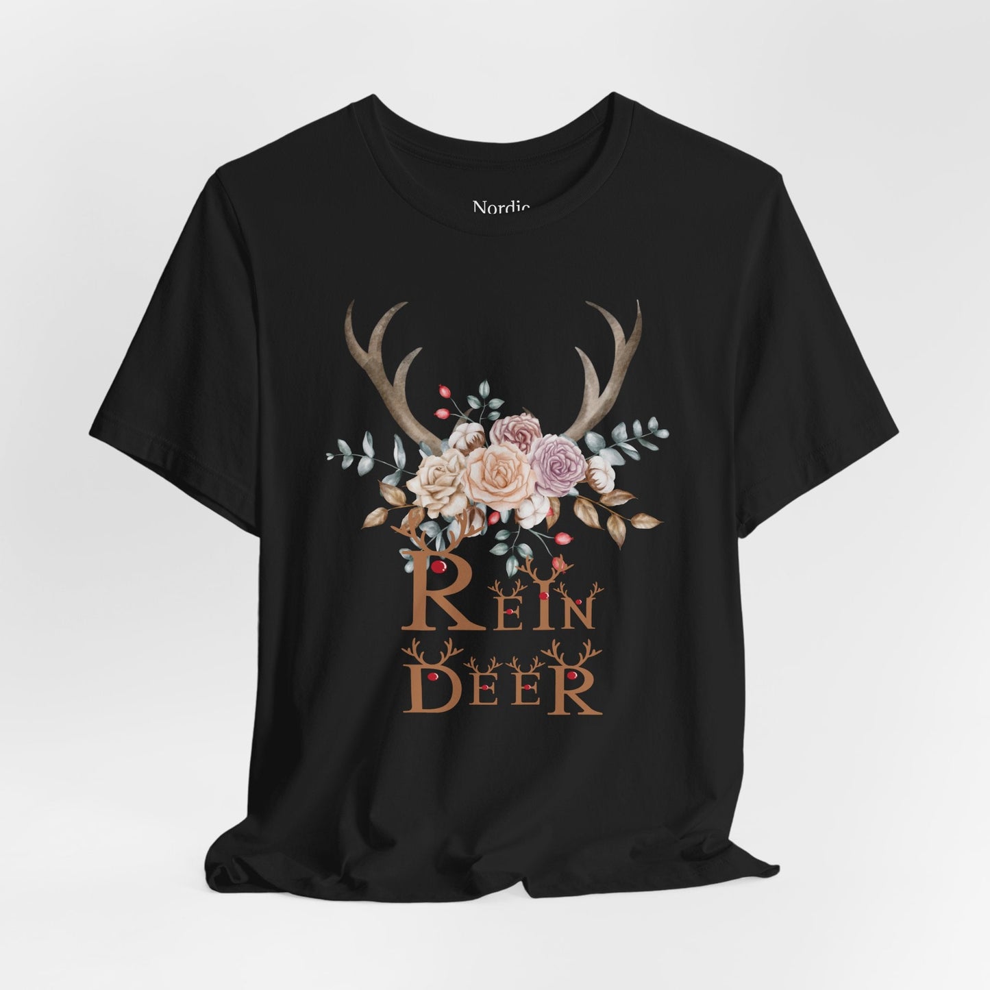 ๐ฆ๐ธ Reindeer Floral Antlers โ Festive Boho Tee - Nordic Official๐ฆ๐ธ Reindeer Floral Antlers โ Festive Boho TeeT-Shirt