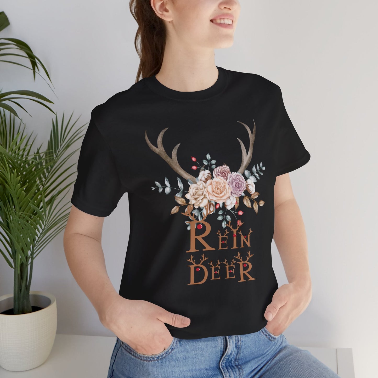 ๐ฆ๐ธ Reindeer Floral Antlers โ Festive Boho Tee - Nordic Official๐ฆ๐ธ Reindeer Floral Antlers โ Festive Boho TeeT-Shirt