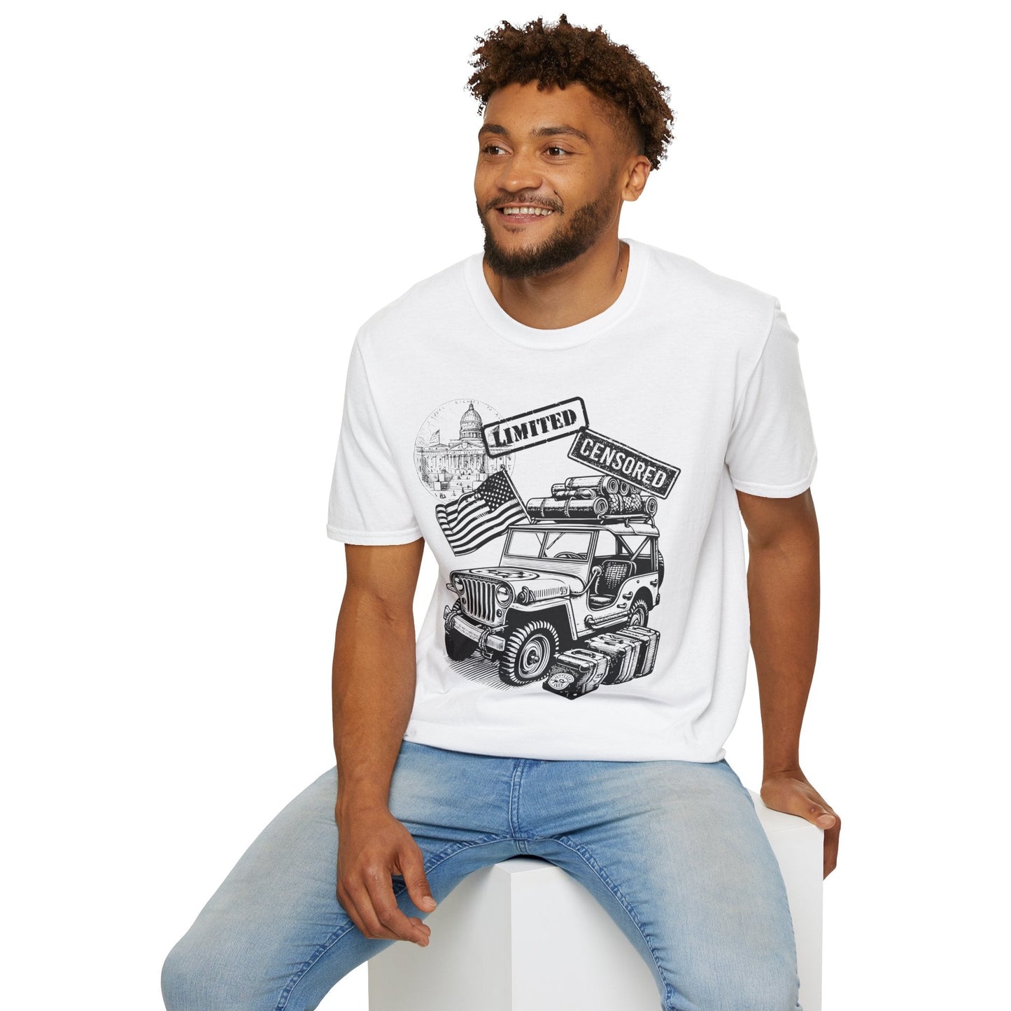 Road to Independence – USA Flag & Car Graphic Tee - Nordic OfficialRoad to Independence – USA Flag & Car Graphic TeeT-Shirt