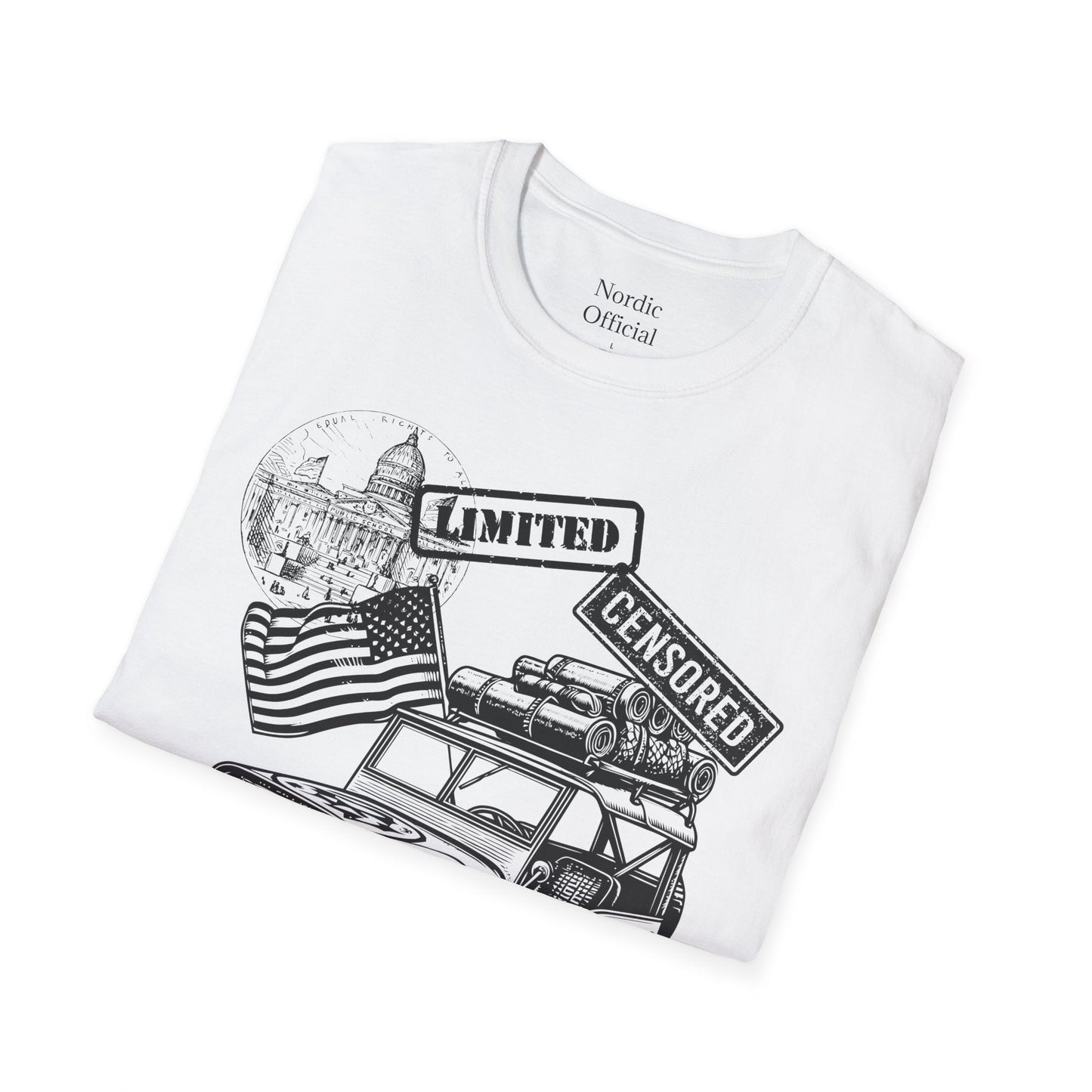 Road to Independence – USA Flag & Car Graphic Tee - Nordic OfficialRoad to Independence – USA Flag & Car Graphic TeeT-Shirt