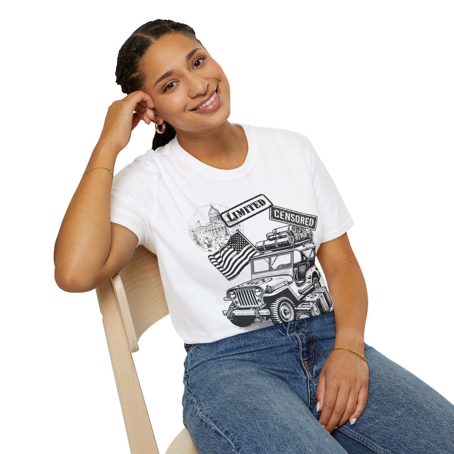 Road to Independence – USA Flag & Car Graphic Tee - Nordic OfficialRoad to Independence – USA Flag & Car Graphic TeeT-Shirt