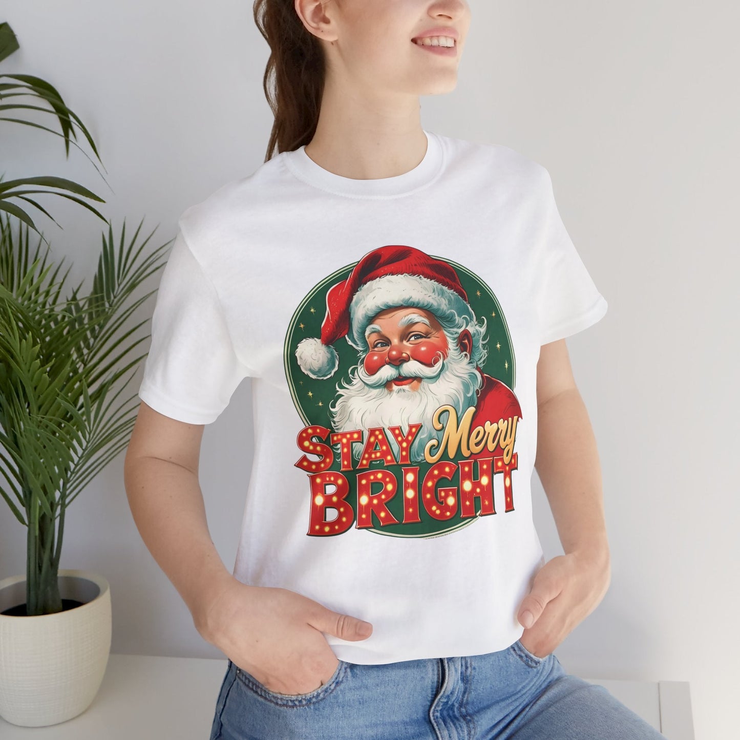Stay Merry Bright – Vintage Santa Tee - Nordic OfficialStay Merry Bright – Vintage Santa TeeT-Shirt