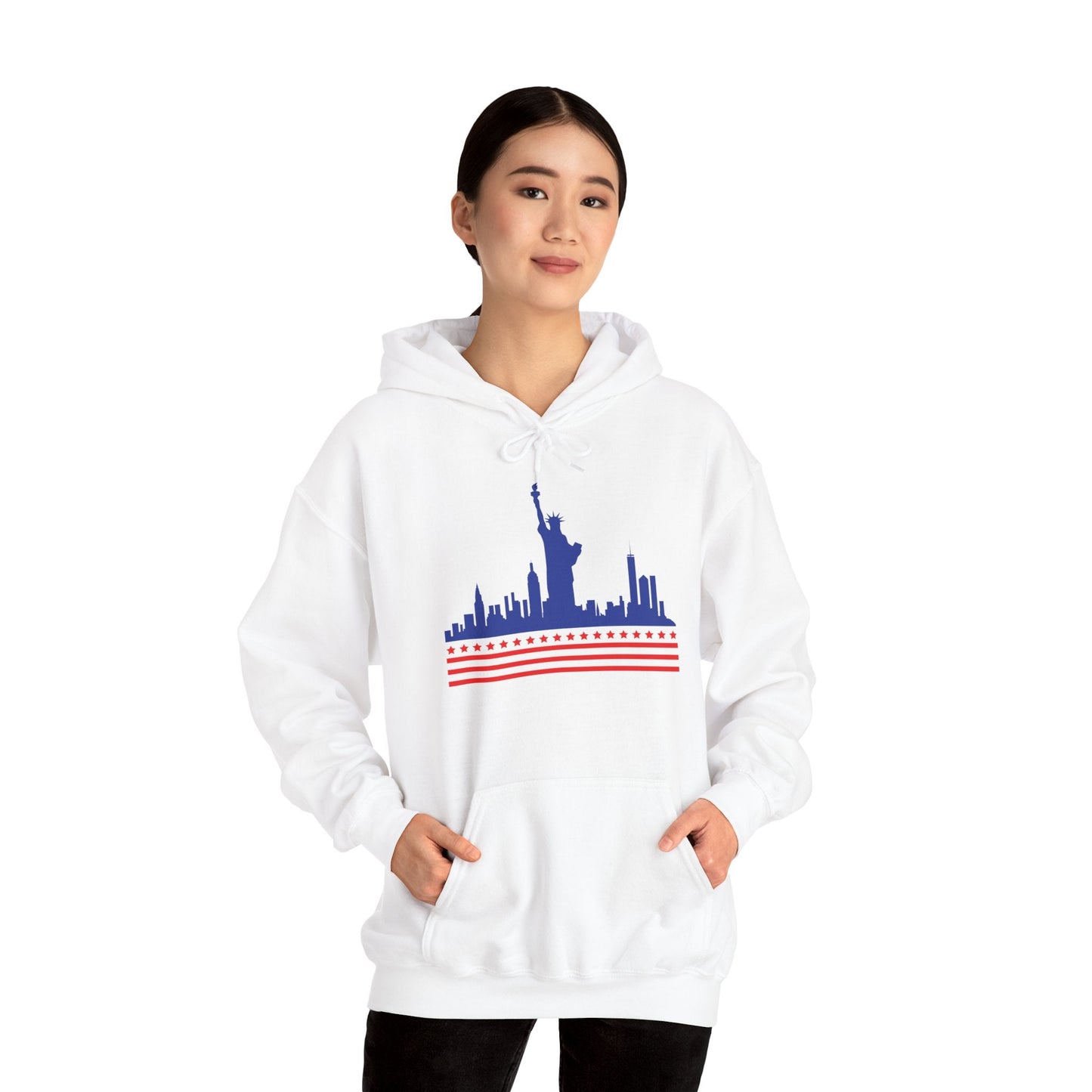 π½πΊπΈ Unisex Statue of Liberty & NYC Skyline Hoodie β Patriotic American Flag Sweatshirt for Trendy, Sporty Lifestyles - Nordic Officialπ½πΊπΈ Unisex Statue of Liberty & NYC Skyline Hoodie β Patriotic American Flag Sweatshirt for Trendy, Sporty LifestylesHoodie