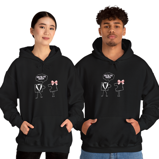Couple's Black Fun Puzzle Piece Matching Hoodies