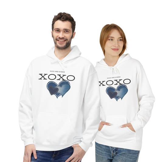 Heart Pattern White Hoodie - Romantic Hugs and Kisses Design
