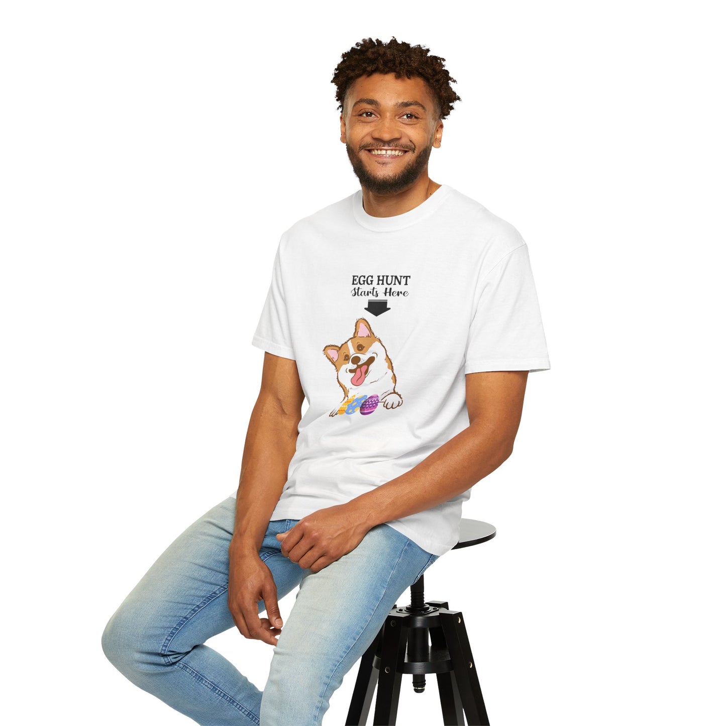 Easter Eggs Hunt Unisex T-shirt with Funny Dog Design
