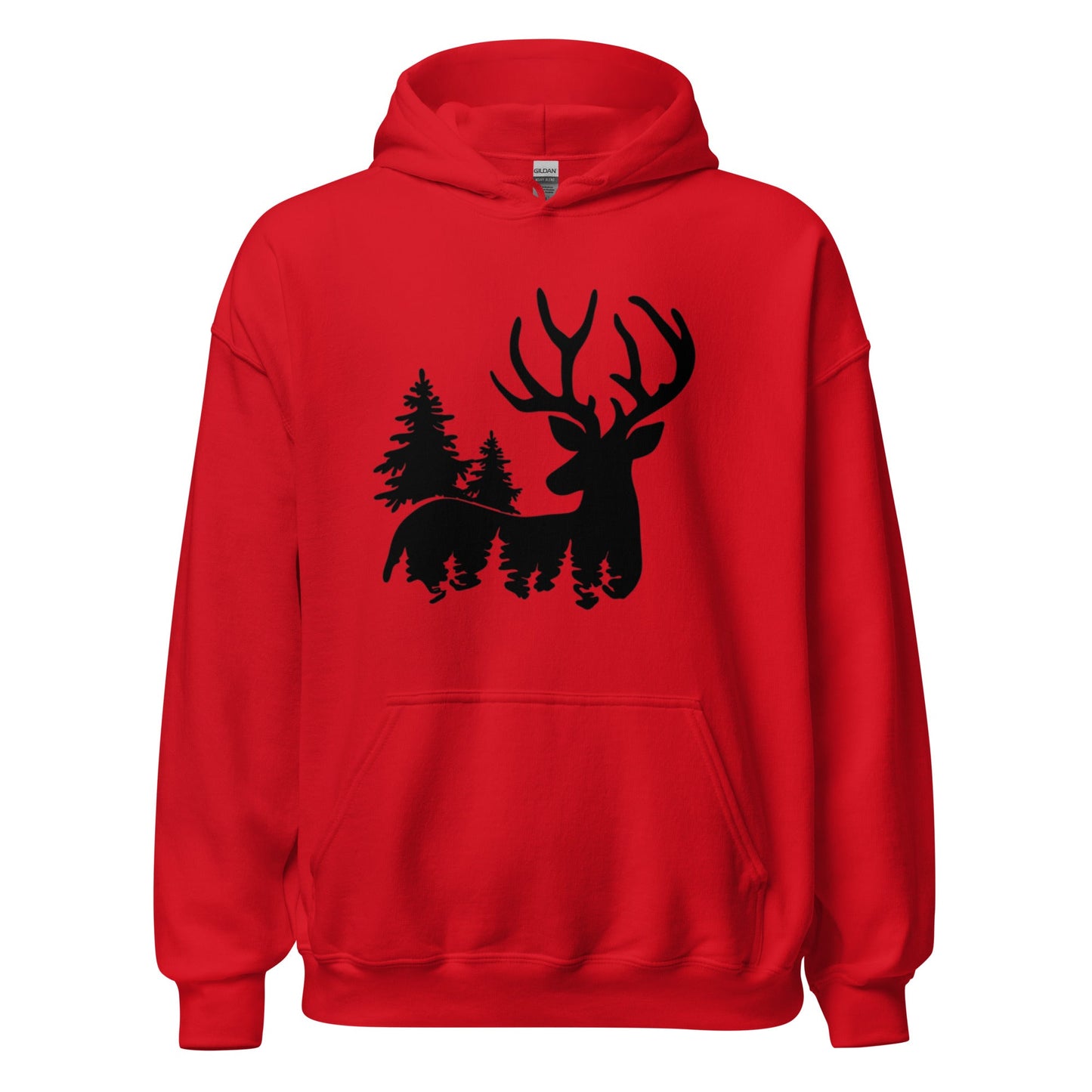 Artistic Reindeer Red Christmas Hoodie - Nordic OfficialProduct mockup