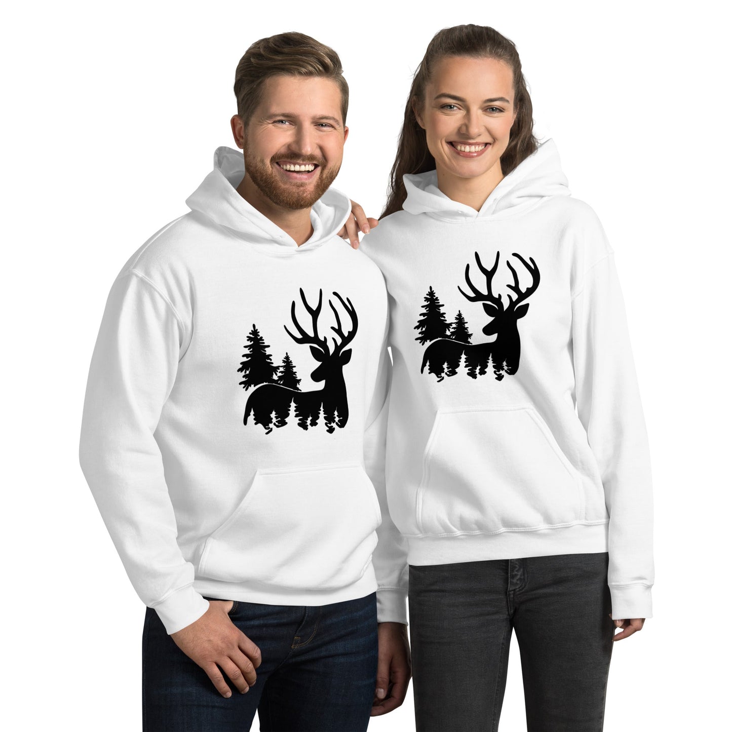 Artistic Reindeer Red Christmas Hoodie - Nordic OfficialProduct mockup