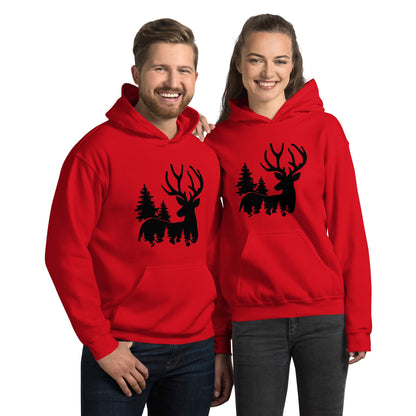 Artistic Reindeer Red Christmas Hoodie - Nordic OfficialProduct mockup