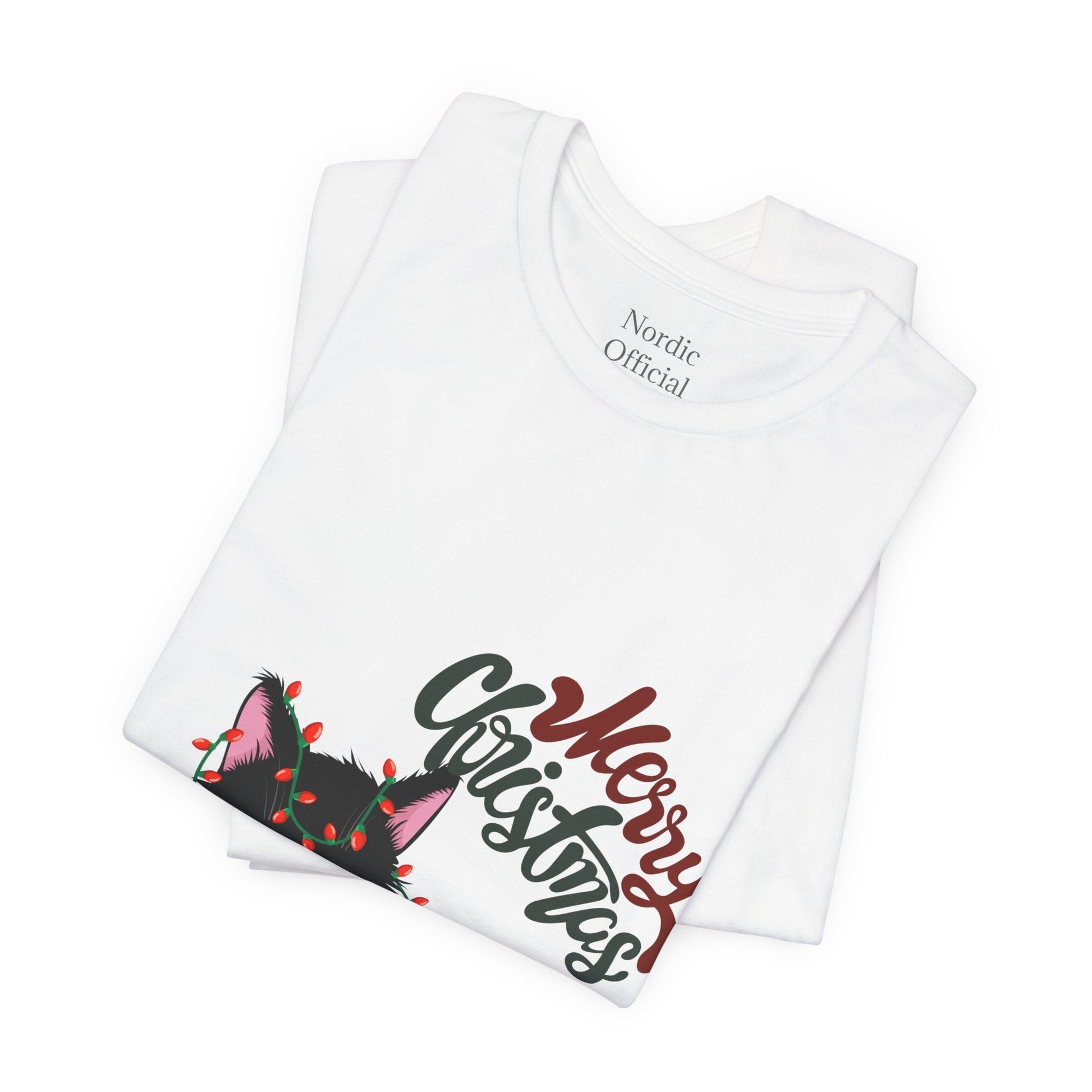Black Kitty Christmas Lights Tee – Holiday Cheer with a Playful Twist - Nordic OfficialBlack Kitty Christmas Lights Tee – Holiday Cheer with a Playful TwistT-Shirt