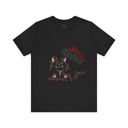 Black Kitty Christmas Lights Tee – Holiday Cheer with a Playful Twist - Nordic OfficialBlack Kitty Christmas Lights Tee – Holiday Cheer with a Playful TwistT-Shirt