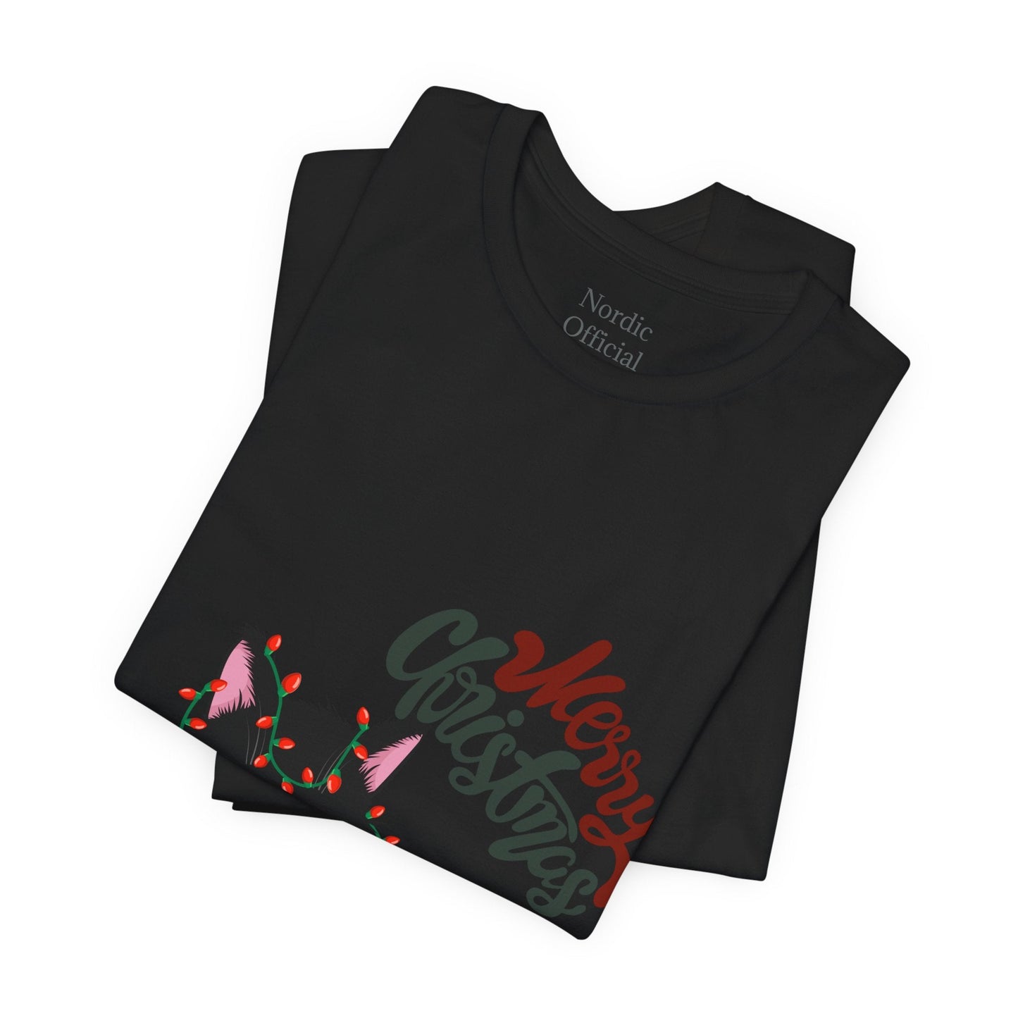 Black Kitty Christmas Lights Tee – Holiday Cheer with a Playful Twist - Nordic OfficialBlack Kitty Christmas Lights Tee – Holiday Cheer with a Playful TwistT-Shirt