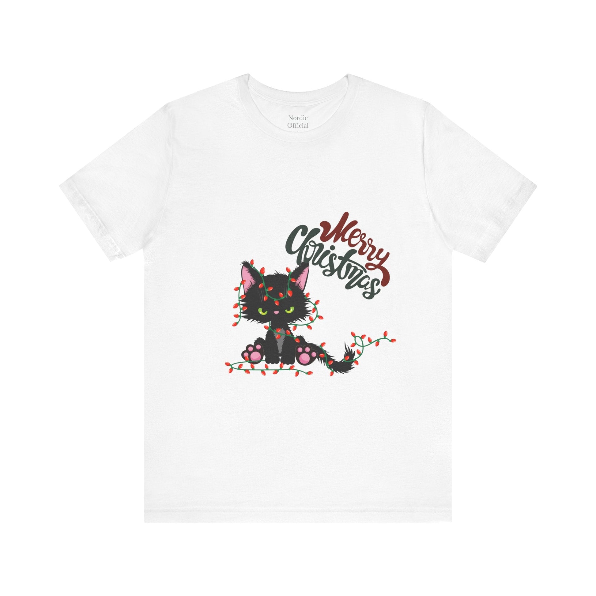 Black Kitty Christmas Lights Tee – Holiday Cheer with a Playful Twist - Nordic OfficialBlack Kitty Christmas Lights Tee – Holiday Cheer with a Playful TwistT-Shirt