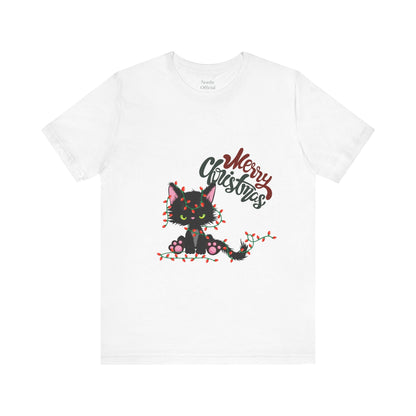 Black Kitty Christmas Lights Tee – Holiday Cheer with a Playful Twist - Nordic OfficialBlack Kitty Christmas Lights Tee – Holiday Cheer with a Playful TwistT-Shirt