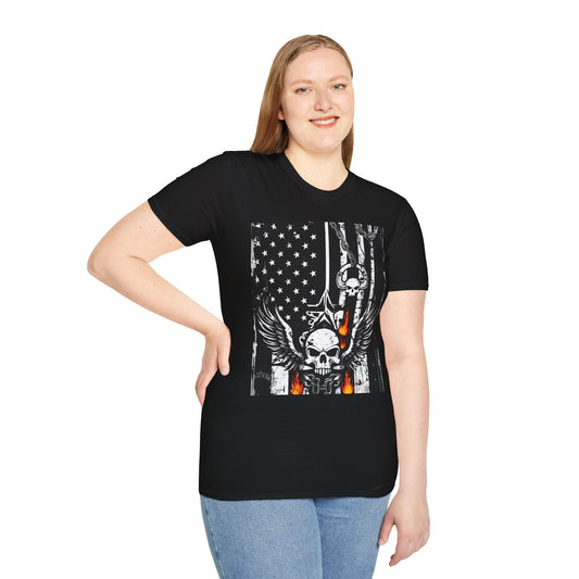 Black Skull American Flag Vintage American Style - Nordic OfficialBlack Skull American Flag Vintage American StyleT-Shirt