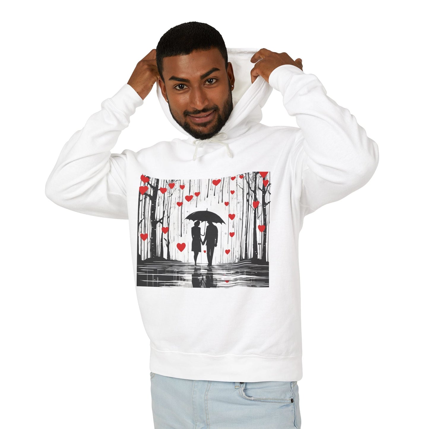 Couples' Matching Hoodies – Romantic Umbrella & Rain Heart - Nordic OfficialCouples' Matching Hoodies – Romantic Umbrella & Rain HeartHoodie