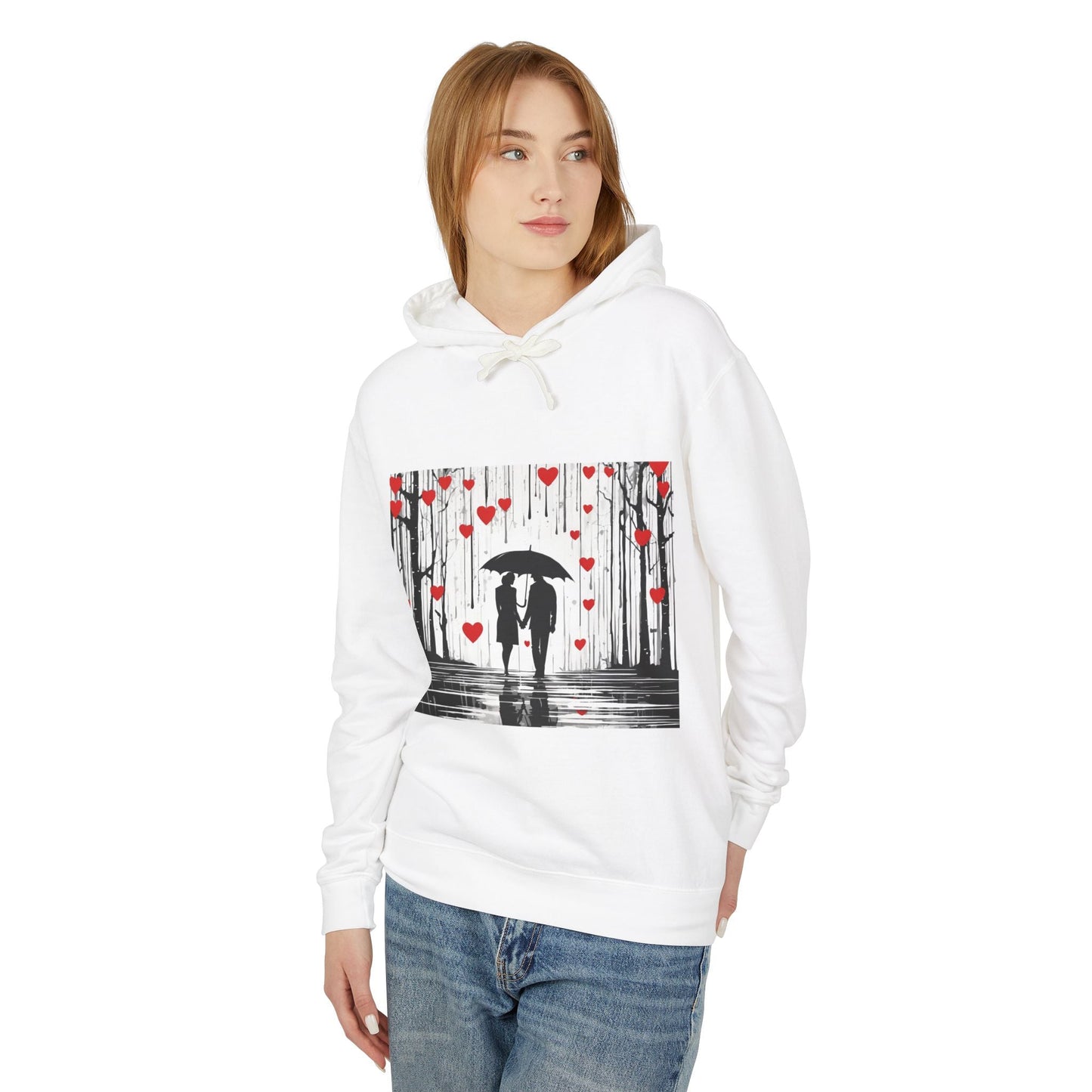 Couples' Matching Hoodies – Romantic Umbrella & Rain Heart - Nordic OfficialCouples' Matching Hoodies – Romantic Umbrella & Rain HeartHoodie