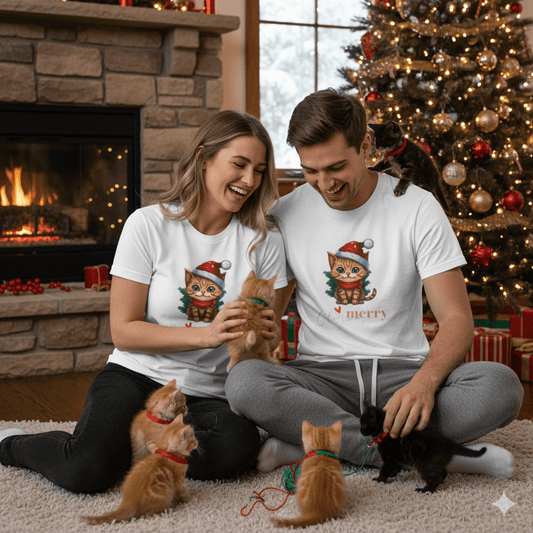 Merry Kitty Christmas Unisex Jersey Tee – Purr - fect Holiday Chee - Nordic OfficialMerry Kitty Christmas Unisex Jersey Tee – Purr - fect Holiday CheeT-Shirt