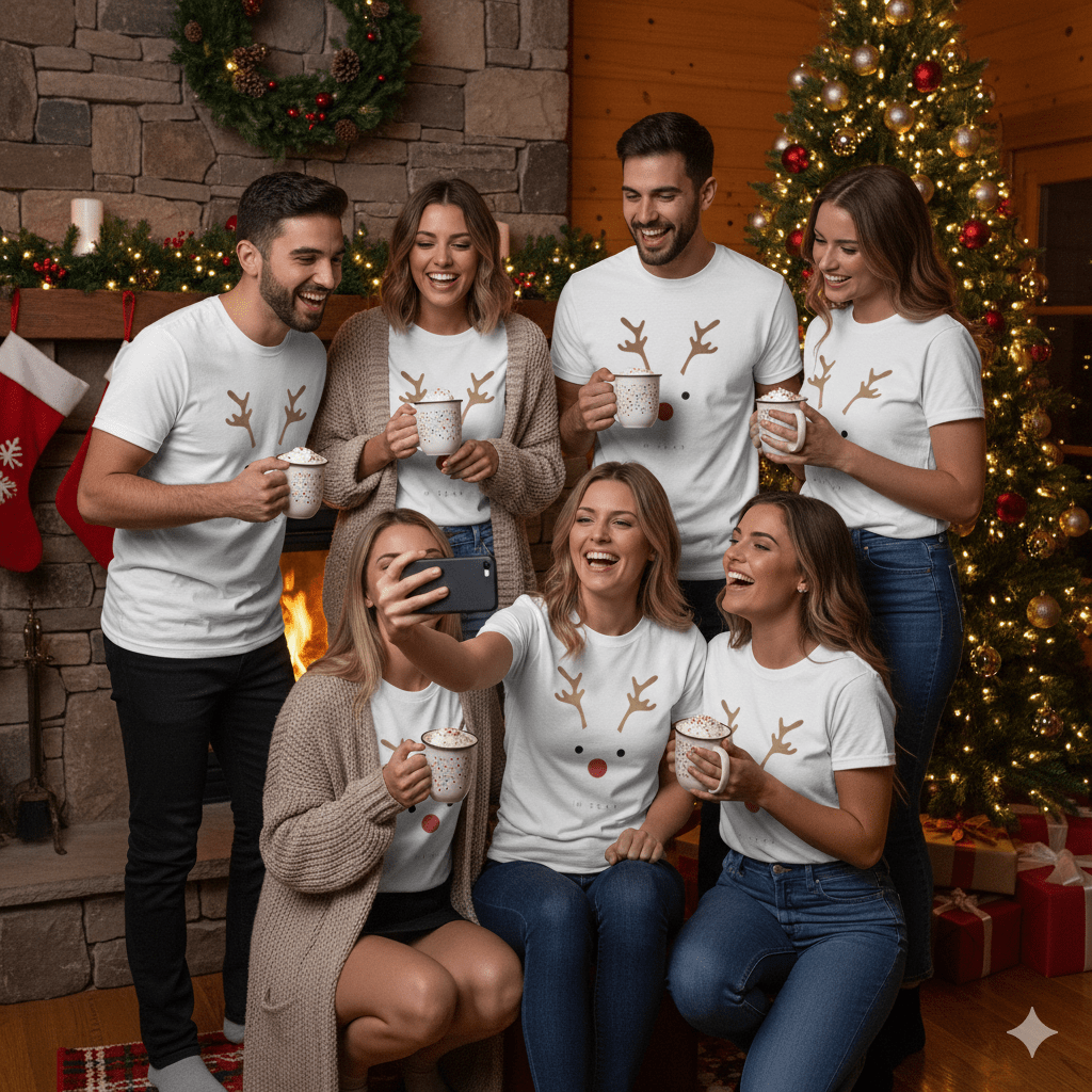 Minimalist Reindeer Face Christmas Tee – Simple, Festive, and Fun - Nordic OfficialMinimalist Reindeer Face Christmas Tee – Simple, Festive, and FunT-Shirt