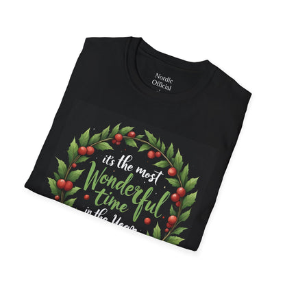 Most Wonderful Time – Christmas Wreath Tee - Nordic OfficialMost Wonderful Time – Christmas Wreath TeeT-Shirt