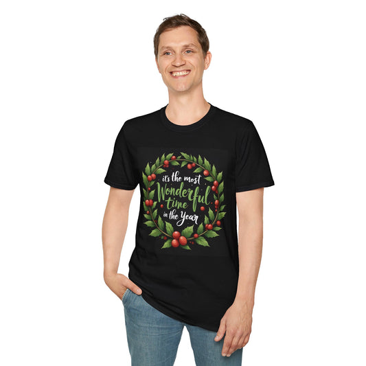 Most Wonderful Time – Christmas Wreath Tee - Nordic OfficialMost Wonderful Time – Christmas Wreath TeeT-Shirt
