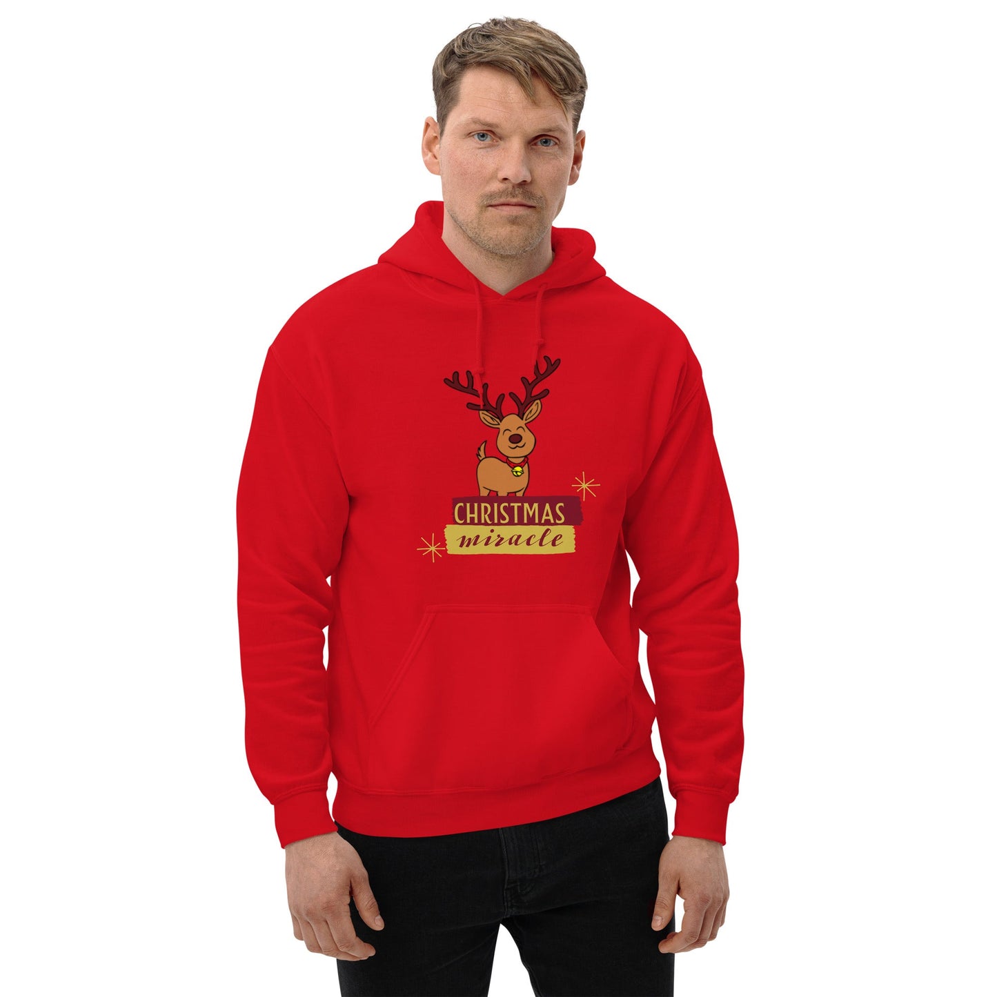 Red Hoodie with cute raindeer - Nordic OfficialProduct mockup