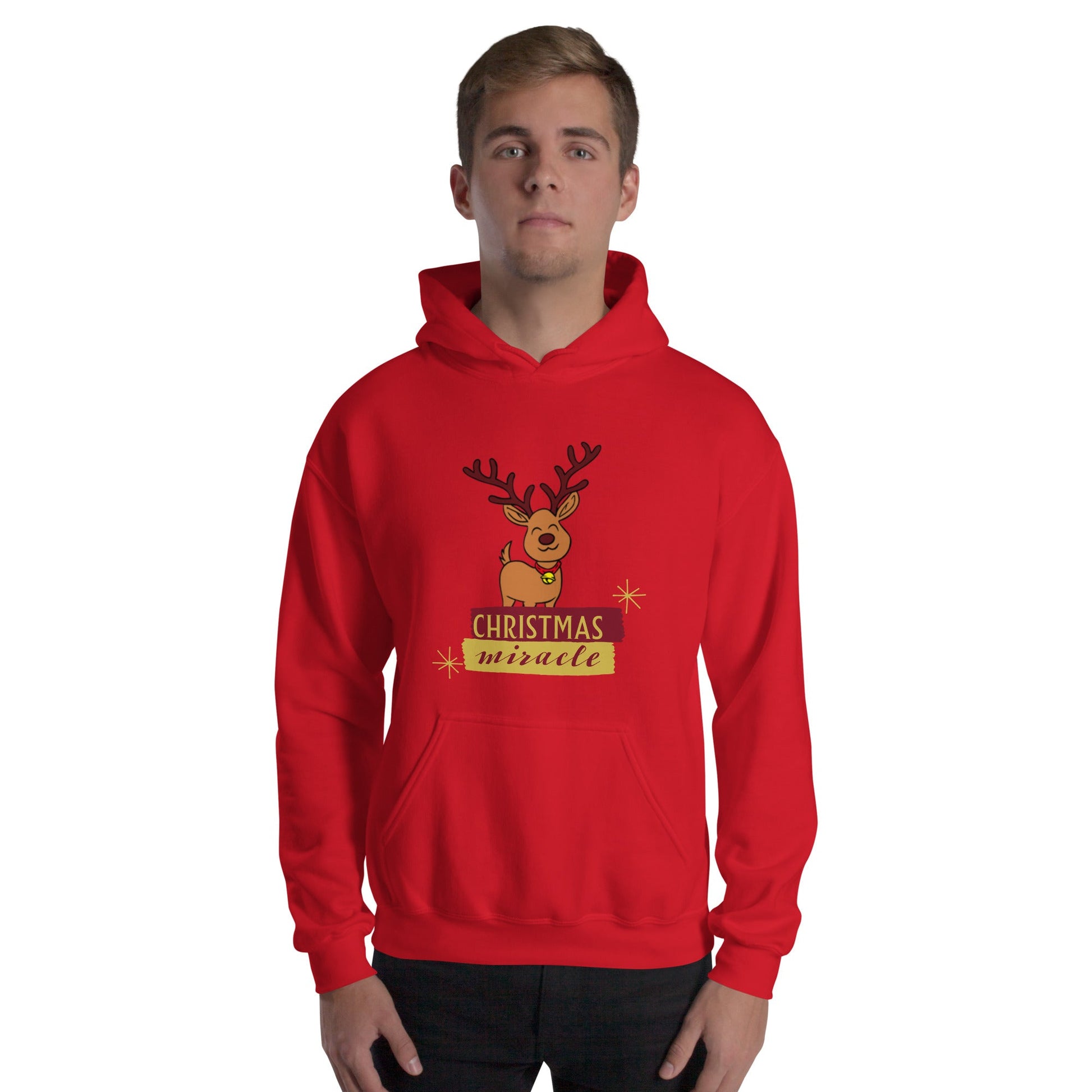 Red Hoodie with cute raindeer - Nordic OfficialProduct mockup