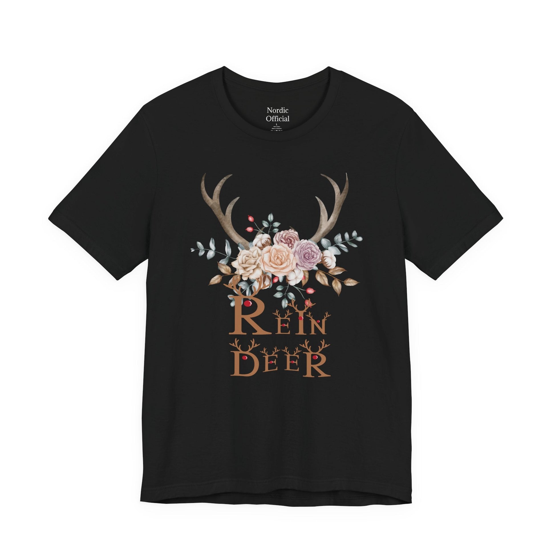 🦌🌸 Reindeer Floral Antlers – Festive Boho Tee - Nordic Official🦌🌸 Reindeer Floral Antlers – Festive Boho TeeT-Shirt