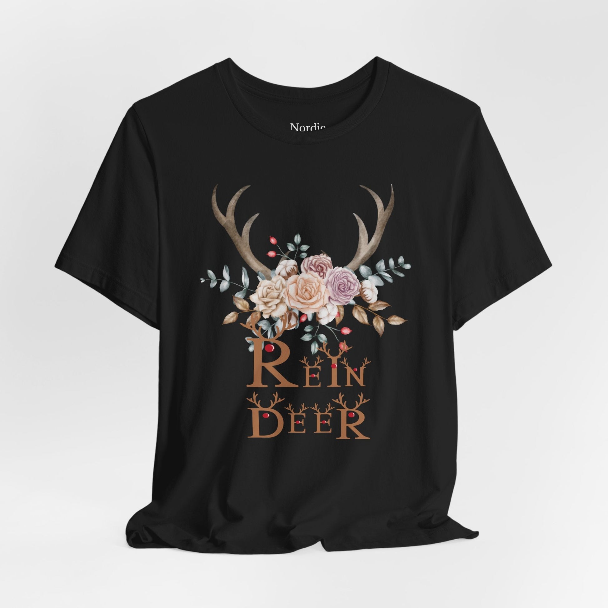 🦌🌸 Reindeer Floral Antlers – Festive Boho Tee - Nordic Official🦌🌸 Reindeer Floral Antlers – Festive Boho TeeT-Shirt