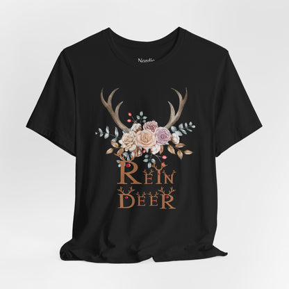 🦌🌸 Reindeer Floral Antlers – Festive Boho Tee - Nordic Official🦌🌸 Reindeer Floral Antlers – Festive Boho TeeT-Shirt