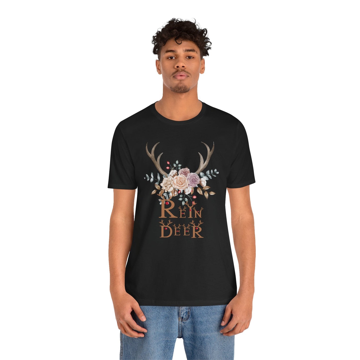 🦌🌸 Reindeer Floral Antlers – Festive Boho Tee - Nordic Official🦌🌸 Reindeer Floral Antlers – Festive Boho TeeT-Shirt