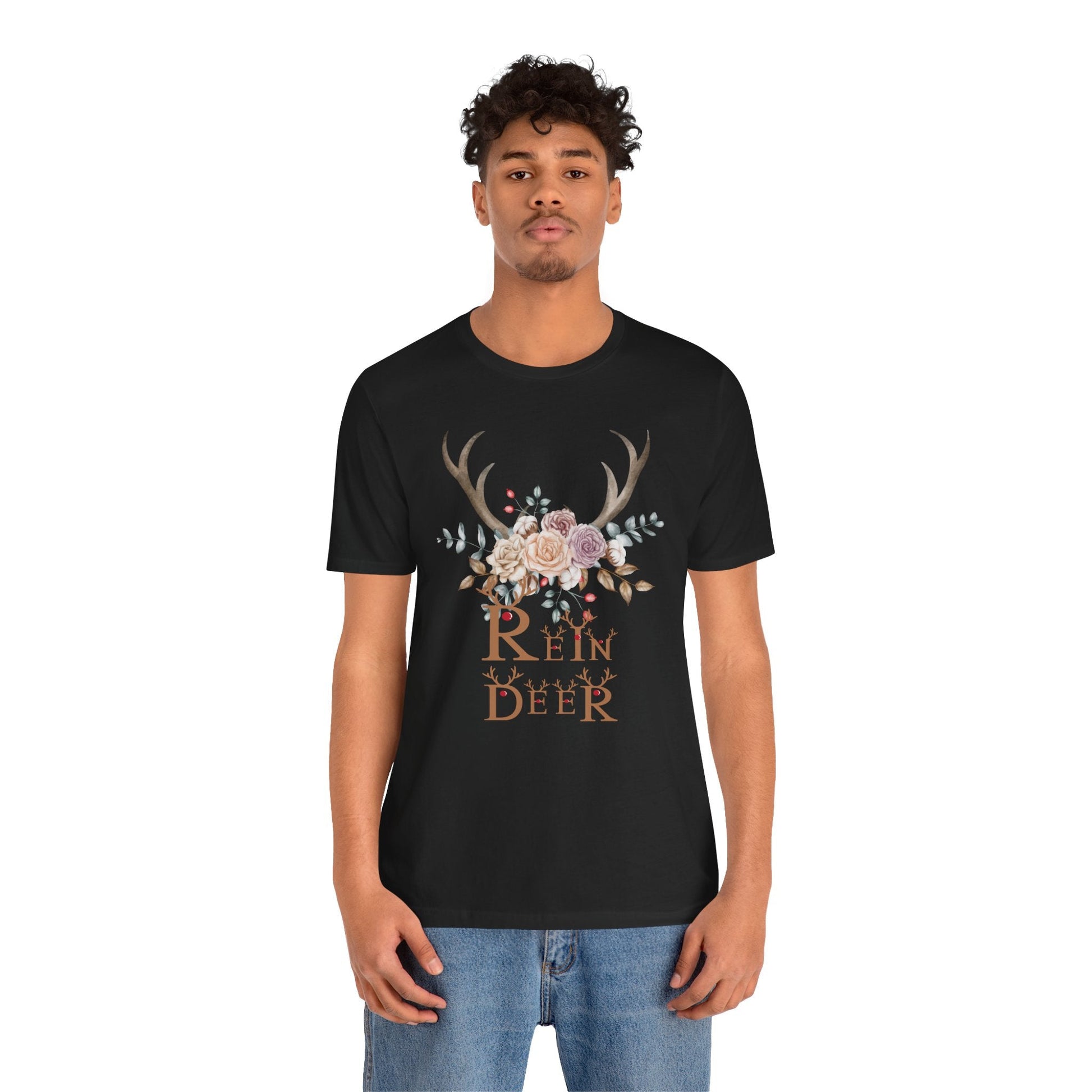 🦌🌸 Reindeer Floral Antlers – Festive Boho Tee - Nordic Official🦌🌸 Reindeer Floral Antlers – Festive Boho TeeT-Shirt