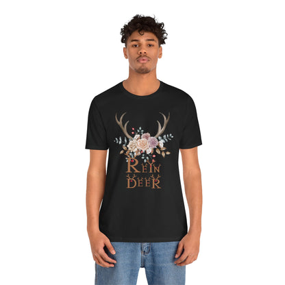 🦌🌸 Reindeer Floral Antlers – Festive Boho Tee - Nordic Official🦌🌸 Reindeer Floral Antlers – Festive Boho TeeT-Shirt