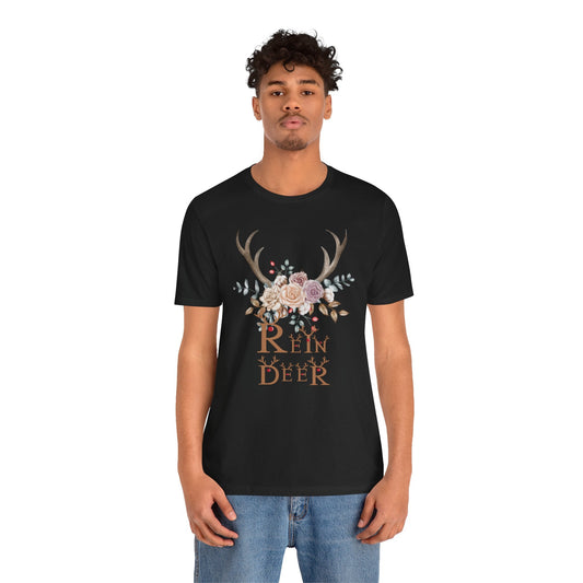 🦌🌸 Reindeer Floral Antlers – Festive Boho Tee - Nordic Official🦌🌸 Reindeer Floral Antlers – Festive Boho TeeT-Shirt