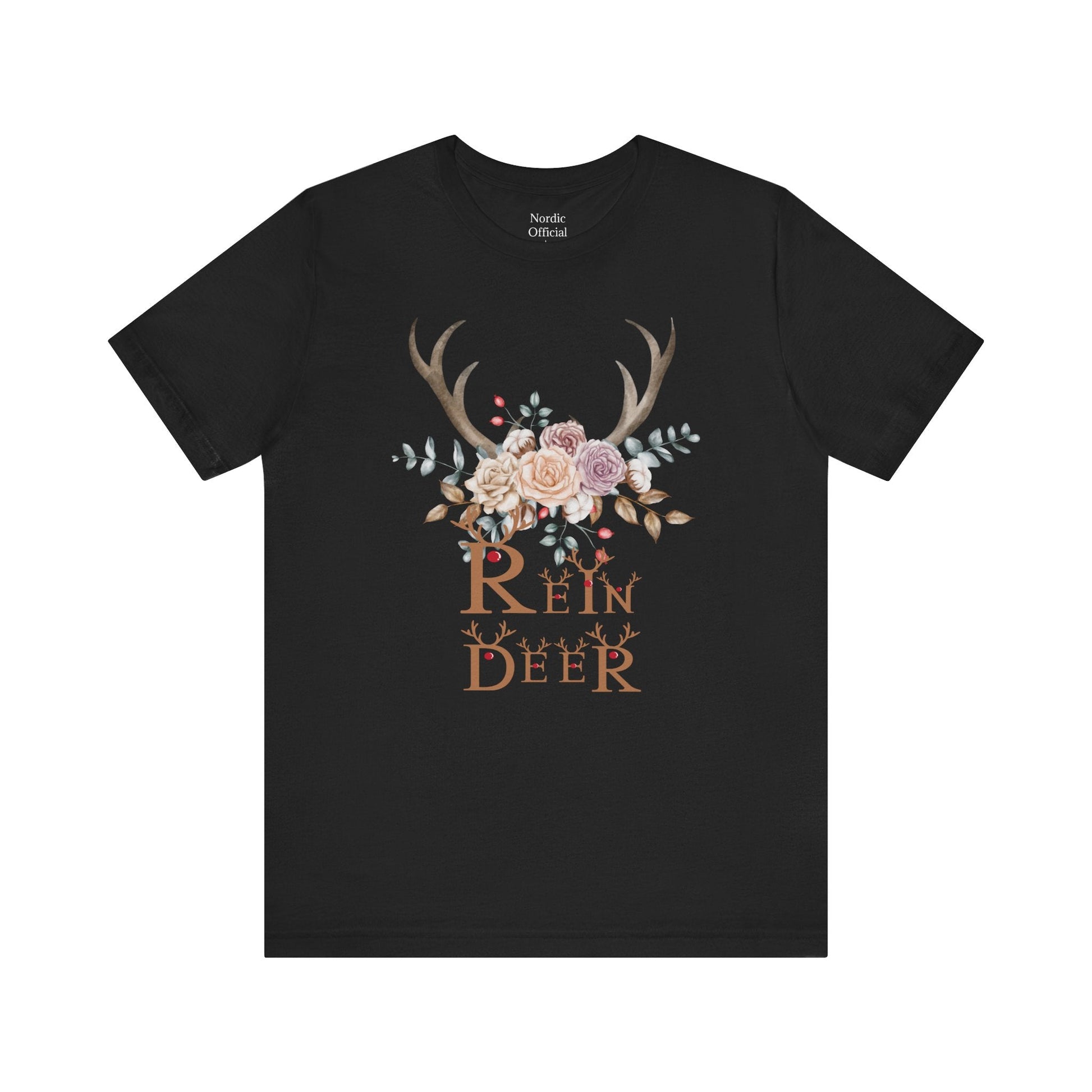 🦌🌸 Reindeer Floral Antlers – Festive Boho Tee - Nordic Official🦌🌸 Reindeer Floral Antlers – Festive Boho TeeT-Shirt