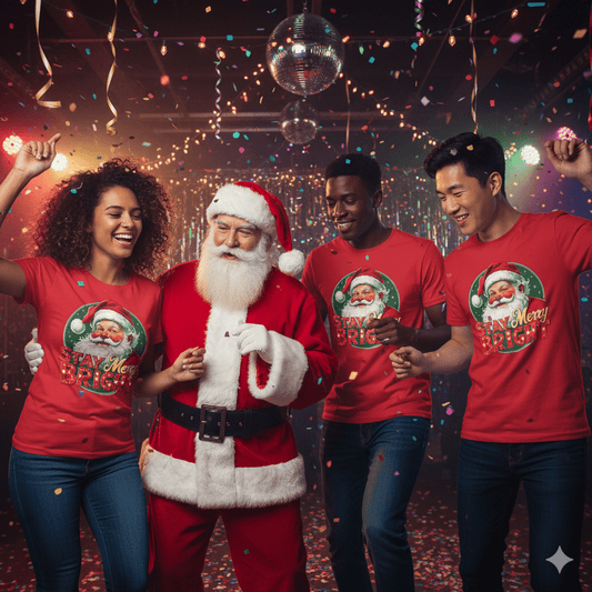 Stay Merry Bright – Vintage Santa Tee - Nordic OfficialStay Merry Bright – Vintage Santa TeeT-Shirt
