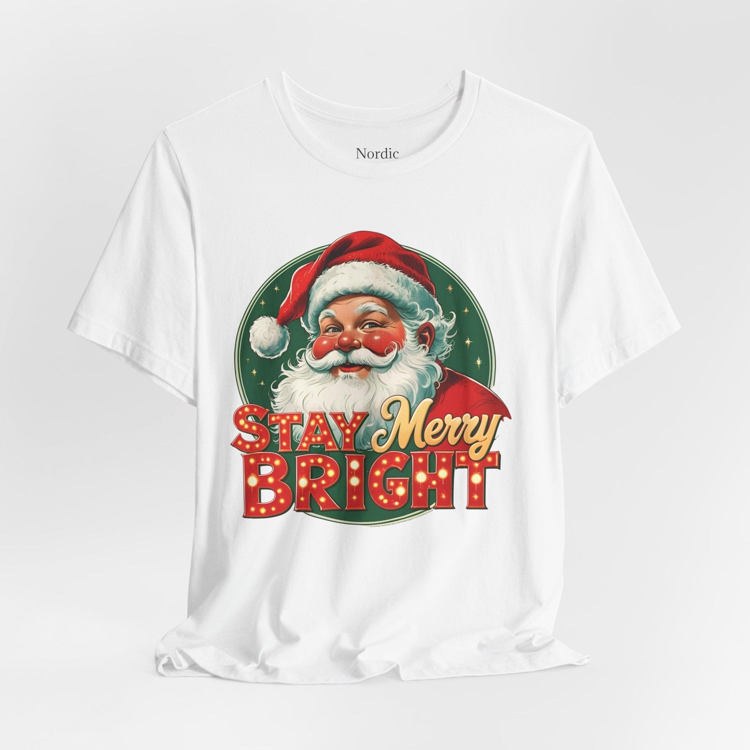Stay Merry Bright – Vintage Santa Tee - Nordic OfficialStay Merry Bright – Vintage Santa TeeT-Shirt