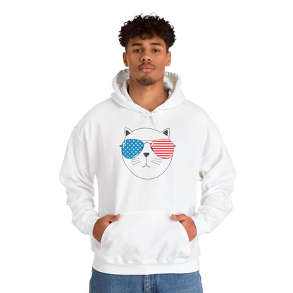 🐱🇺🇸 Unisex Patriotic Cat Hoodie – Cool Cat with American Flag Sunglasses Design | Cozy Cotton Blend Sweatshirt for Animal Lovers - Nordic Official🐱🇺🇸 Unisex Patriotic Cat Hoodie – Cool Cat with American Flag Sunglasses Design | Cozy Cotton Blend Sweatshirt for Animal LoversHoodie