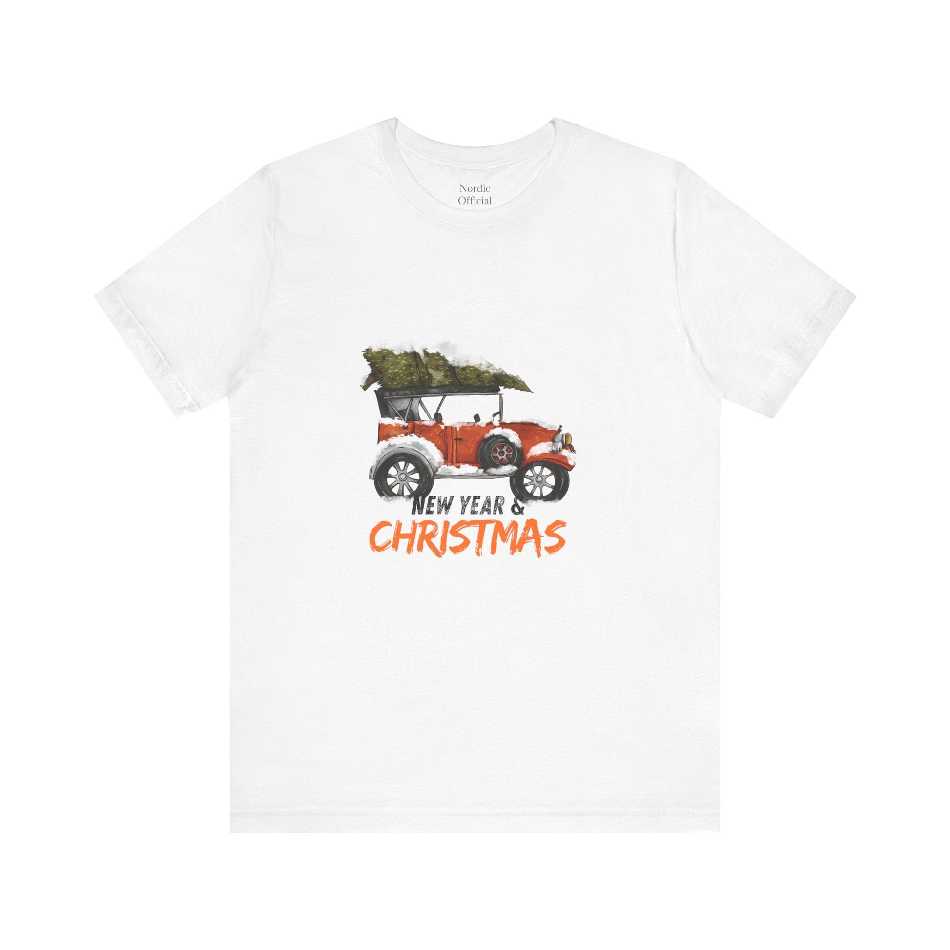 Vintage Christmas Car Unisex Jersey Tee – Holiday Adventure Vibes - Nordic OfficialVintage Christmas Car Unisex Jersey Tee – Holiday Adventure VibesT-Shirt
