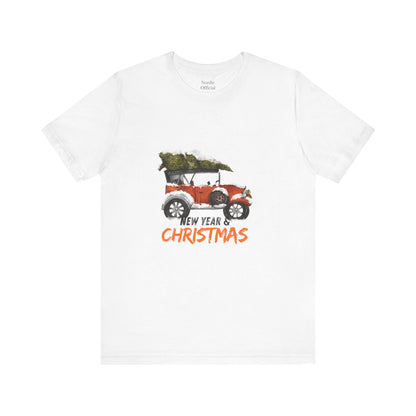 Vintage Christmas Car Unisex Jersey Tee – Holiday Adventure Vibes - Nordic OfficialVintage Christmas Car Unisex Jersey Tee – Holiday Adventure VibesT-Shirt